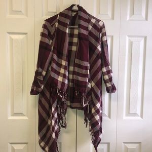 Plaid quarter sleeve wrap shirt
